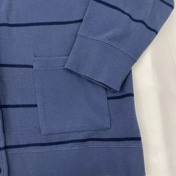 Orvis Sweater Women XL Cardigan Shawl Blue Striped College Preppy Cotton Teacher - Picture 2 of 5